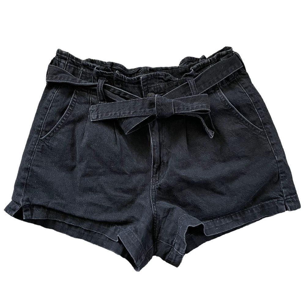 American Eagle Outfitters Black High Waist Paperbag Shorts